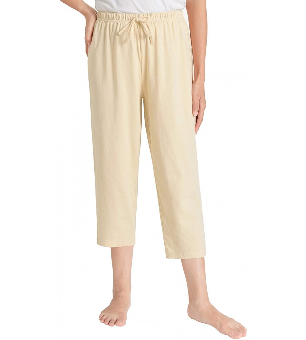 Bottoms Women's Cotton Capri Pants Sleep Capris - Peach - CN18GZDDR6Z $16.68