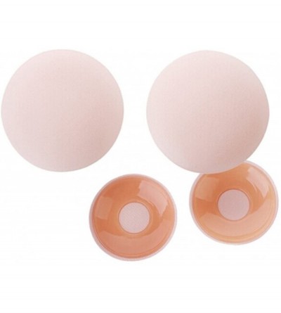 Accessories Women's Adhesive Nipple Covers Reusable Invisible Round Silicone Cover Breast Petals Bra - Beige - CY18CGUK9NN $9.64