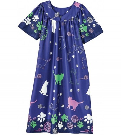Nightgowns & Sleepshirts Women's Lounger House Dress - Short Sleeve Patio Dress w/Side Pockets - Cat/Yarn - CQ18HCC8EEO $17.88