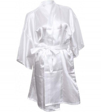 Robes Womens Short Bridal Kimono Robe Wedding Dress Nightgown Bridesmaid Sleepwear - White - CS190WLDCKX $17.52