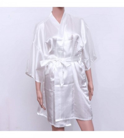 Robes Womens Short Bridal Kimono Robe Wedding Dress Nightgown Bridesmaid Sleepwear - White - CS190WLDCKX $17.52