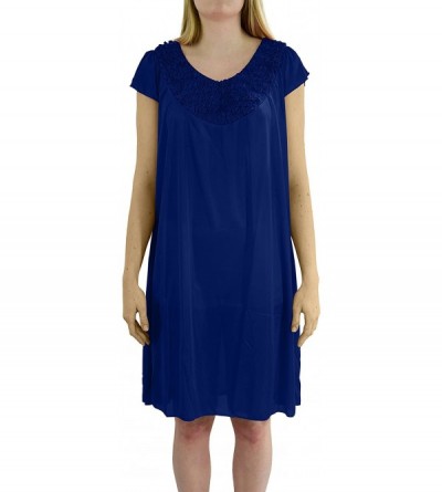Nightgowns & Sleepshirts Women's 'Stacy' Cap Sleeve Satin Nightgown - Royal Blue - CO18DTYQNX3 $15.77