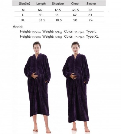 Robes Womens Fleece Bath Robe Plush Soft Warm Long Terry Bathrobe Full Length Sleepwear Plus Size Zip Front Bathrobe Purple -...