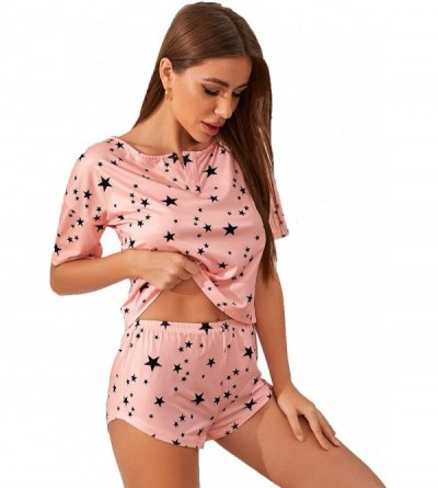 Sets Women's Star Print Top and Shorts Pajama Set - Dusty Pink - C9190R2ZGZZ $16.62