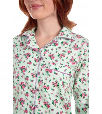 Sets Women's Floral Cotton-Rich Flannel Pajama Set - Green - CH192GLEXRD $23.13