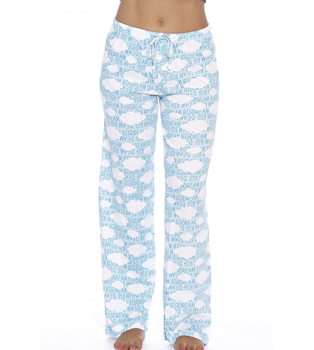 Bottoms 100% Cotton Jersey Knit Women Pajama Pants/Sleepwear - Clouds Blue - CI12JSWXMP7 $14.42