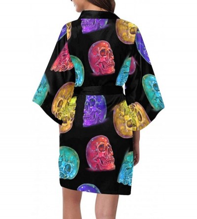 Robes Custom Rainbow Roses Colorful Women Kimono Robes Beach Cover Up for Parties Wedding (XS-2XL) - Multi 2 - CK194ULK6G9 $4...