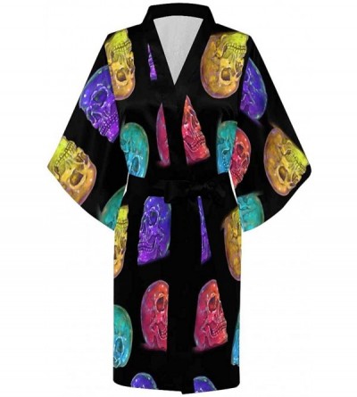 Robes Custom Rainbow Roses Colorful Women Kimono Robes Beach Cover Up for Parties Wedding (XS-2XL) - Multi 2 - CK194ULK6G9 $4...