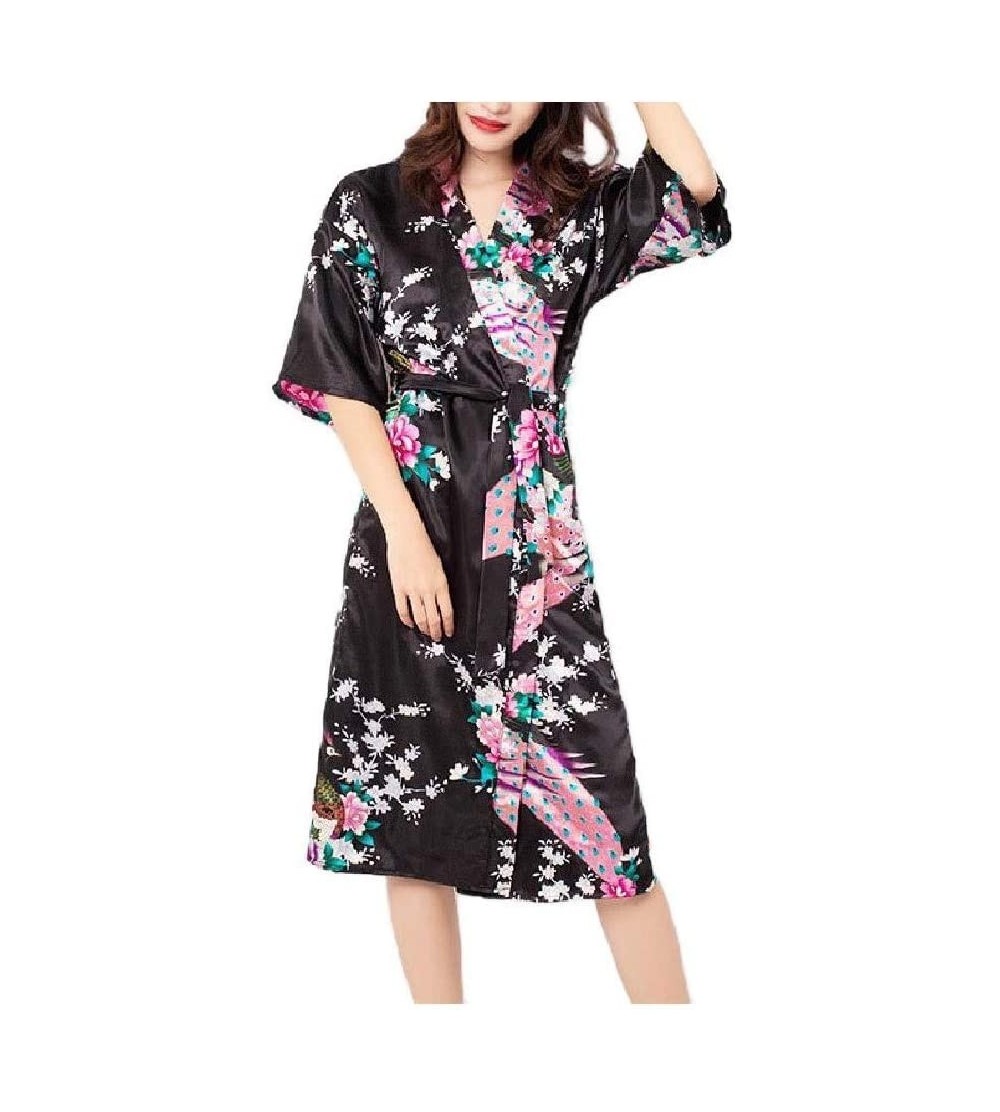 Robes Womens Sleepwear Sexy Charmeuse Lounger Terry Robe Knit Robe AS6 L - As6 - C619DCTUSA8 $27.94