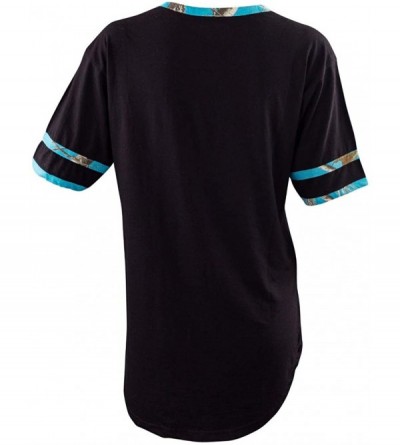 Tops Ladies Sleep Shirts - Black/Ap Blue Fish - CV18WRCZTC6 $14.73