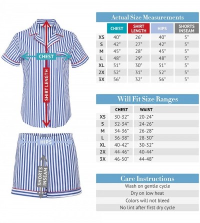 Sets Women's Lightweight Button Down Pajama Set- Short Summer Pjs - Pink Dotted Stripes With Pink Piping - CH184WS4DAM $27.71