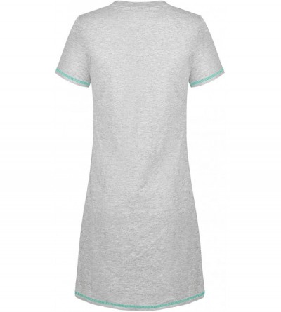 Sets Women's Printed Short Sleeve Pure Cotton Sleepwear Nightgown - Heather Gray1 - CA19D7K6DQ9 $12.62
