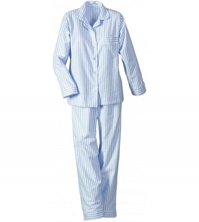 Sets National Woven Striped Pajamas- Aqua- 1X - Womens Long Sleeve- Womens Long Sleeve - Blue - CF11F0ZTHOR $28.93