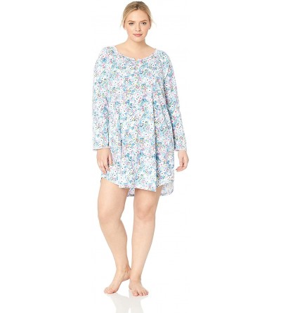 Nightgowns & Sleepshirts Women's Long Sleeve Nightshirt Nightgown Pajama Dress Pj - Ditsy Slate Bright Multi White/Pink/Green...