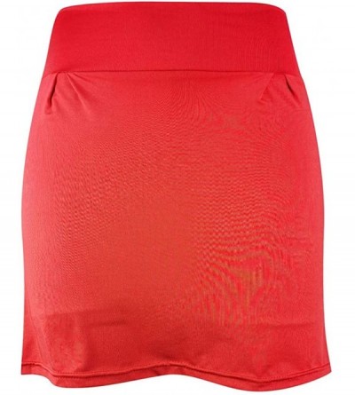 Robes Women Basic Slip Bike Shorts Compression Workout Leggings Yoga Shorts Capris - Red - CE1984CIM3N $16.01