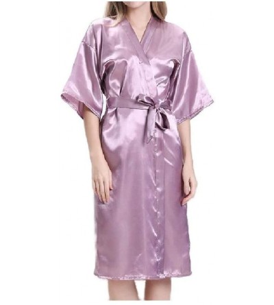 Robes Women Sleep Robe Lounger Bridesmaid Sleepwear Charmeuse Kimono Purple S - Purple - CI19DCX5XO3 $18.50