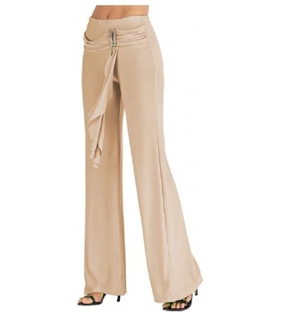 Bottoms Womens Oversized Long Pants Belted Slim Solid Palazzo Lounge Pant - As1 - C319C8TQ3T6 $22.77