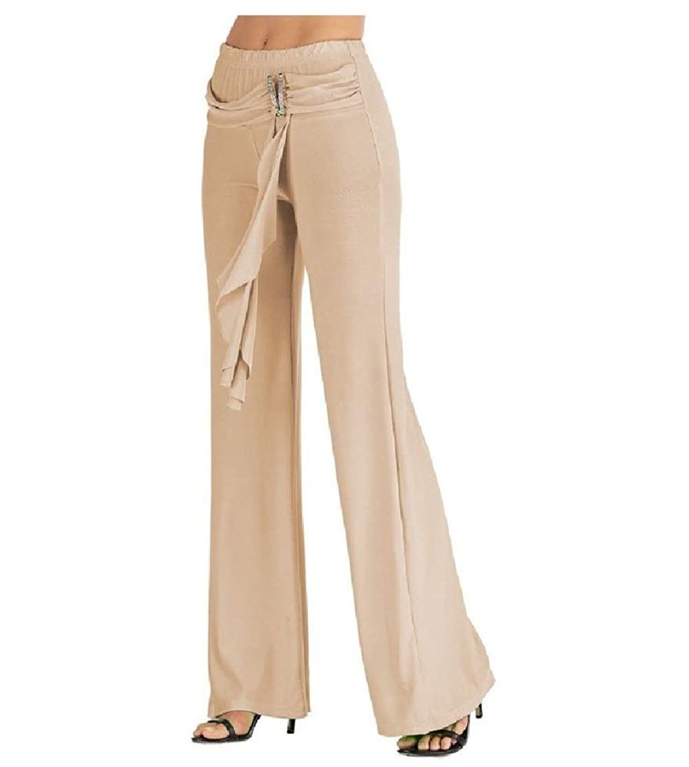 Bottoms Womens Oversized Long Pants Belted Slim Solid Palazzo Lounge Pant - As1 - C319C8TQ3T6 $22.77