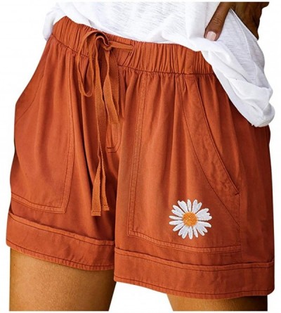 Sets Comfy Drawstring Women Plus Shorts Elastic Waist - C Orange - C6190WRLCQK $12.69