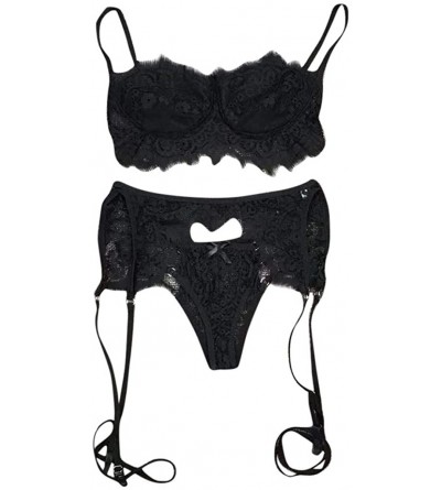Baby Dolls & Chemises Lingerie for Women for Sex Womens 3-Pieces Lace Sexy Lingerie Straps Bra and Panty Garter Set Underwear...