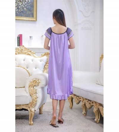 Nightgowns & Sleepshirts Women's Charmeuse Summer Silky Long Sexy Lightweight Soft Nightgown - 1 - CL199SO9WIW $18.56