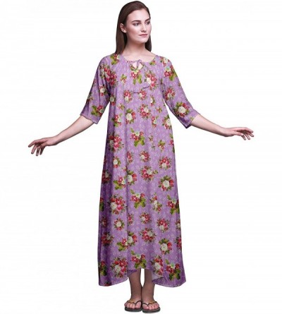Nightgowns & Sleepshirts Maxi Nightgowns Women 3/4 Sleeves Summer Slip Nighty Sleepwear Nightdress - Lavender - CG18SA5DZXH $...