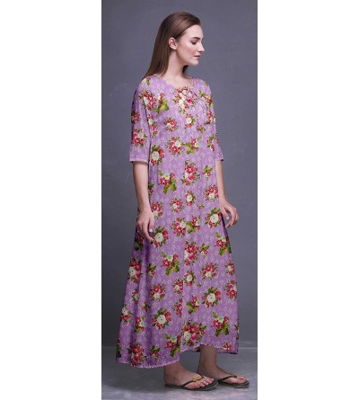 Nightgowns & Sleepshirts Maxi Nightgowns Women 3/4 Sleeves Summer Slip Nighty Sleepwear Nightdress - Lavender - CG18SA5DZXH $...
