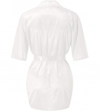 Nightgowns & Sleepshirts Sexy Plus Size Silk Nighty Chemise Satin Lingerie Sets - White - CA190OUO7I4 $16.45