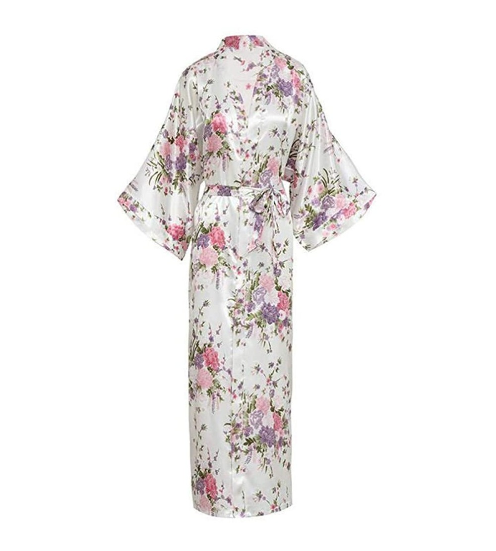 Robes Elegant Dark Green Lady Wedding Robe Kimono Gown Exquisite Print Flower Sleepwear Nightdress Soft Satin Intimate Bath -...