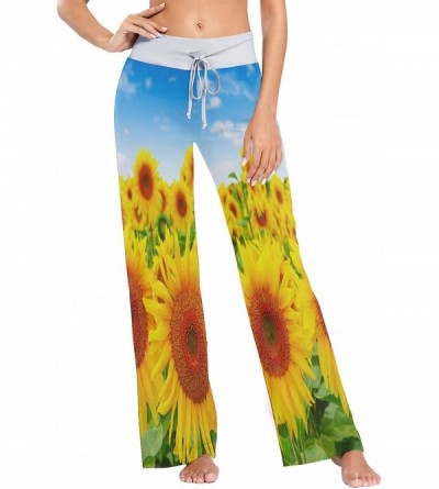 Bottoms Sunflower Field Sunny Sky Flower Women's Pajama Lounge Pants Casual Stretch Pants Wide Leg - CK19CAHEOHG $21.44