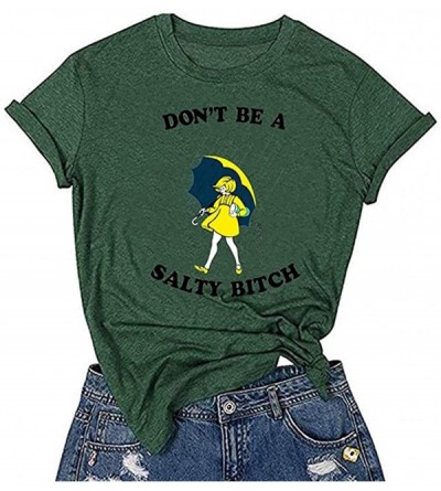 Robes Women Casual Letter Printing Short Sleeves O-Neck Loose T-Shirt Blouse Tops - Green - C5197RQY6CU $15.93