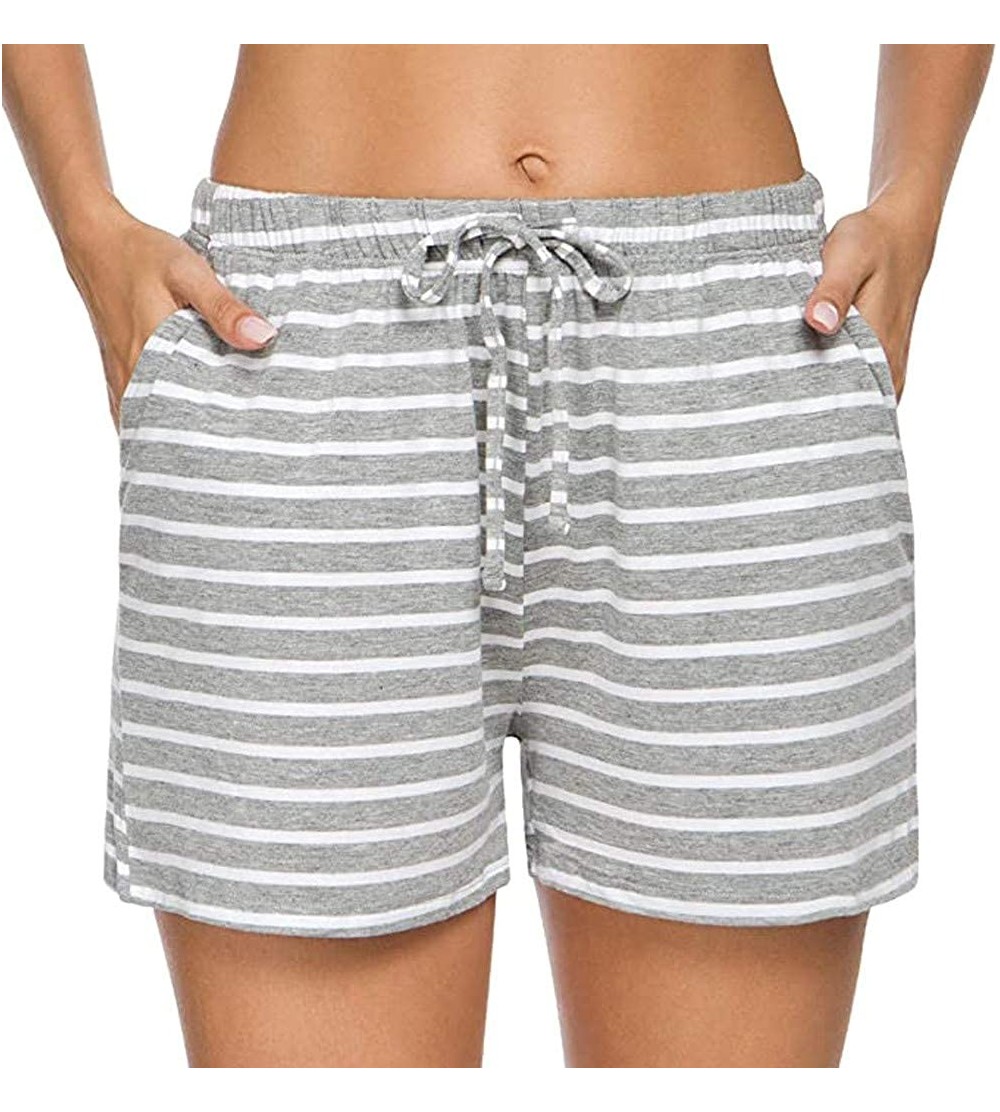 Bottoms Women's Loose Elastic Waist Drawstring Summer Casual Yoga Lounge Shorts Athletic Shorts - Gray - C8190U4HZ8H $17.49