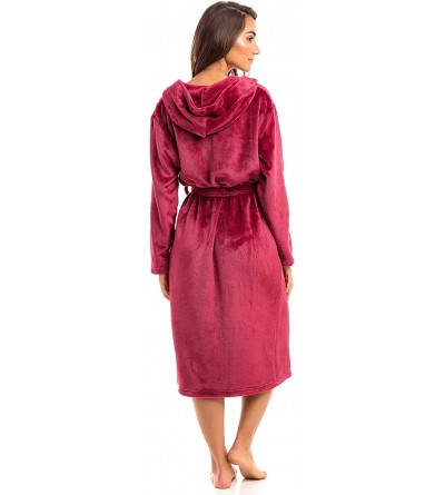 Robes Spa Collection Plush Fleece Robe w/Hood Luxurious Warm Bathrobe - Light Pink - CI18W2WW946 $19.85