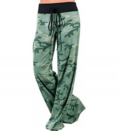 Bottoms Women's Pajama Pants High Waist Wide Leg Pants Long Baggy Pants Lounge Pants - Green - C4184AD70N9 $55.14
