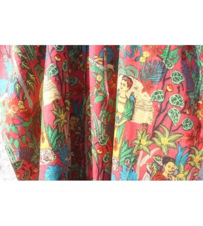 Robes Red Frida Print Kaftan- Beach Dress- Long Night Wear-cotton kaftan - CQ19DLX4HDQ $44.63