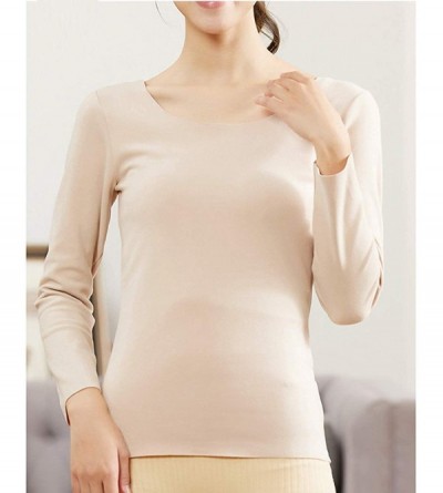 Thermal Underwear Women Thermal Underwear Long Set Winter Base Layer Top - 2apricot - CA1947D9X4H $17.62
