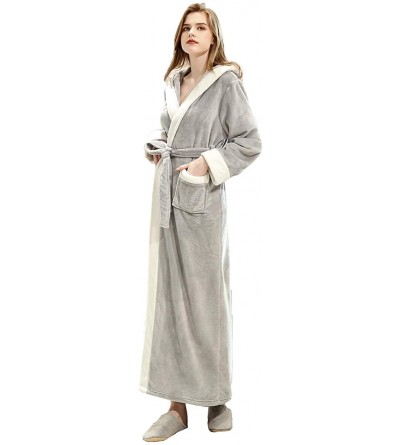 Robes Womens Fleece Bathrobe - Soft Plush Robe Spa Full Length Warm Robe - 04silver - CT18YKTCSNX $33.43