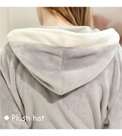 Robes Womens Fleece Bathrobe - Soft Plush Robe Spa Full Length Warm Robe - 04silver - CT18YKTCSNX $33.43