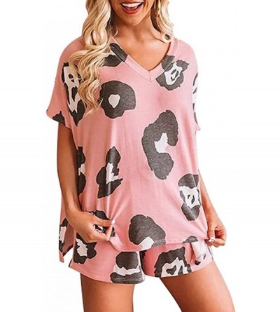 Sets Women's Casual Tie Dye Printed Pajama Sets Nightwear Top with Shorts - Hs031 Pink - CU199HRCRH9 $35.85