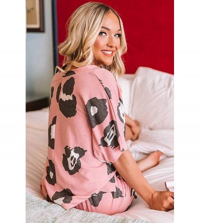 Sets Women's Casual Tie Dye Printed Pajama Sets Nightwear Top with Shorts - Hs031 Pink - CU199HRCRH9 $35.85