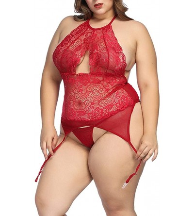 Bustiers & Corsets Underwear for Womens-2019Fashion Women Plus Size Sexy Lace Lingerie Sleepwear Siamese Bodysuit S-6XL - 777...
