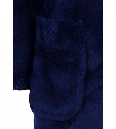 Tops Ladies 3/4 Sleeve Luxury Soft 280GSM Fleece Button Up Bed Jacket Size Small Medium Large XL and XXL - Dark Blue - C318ZE...