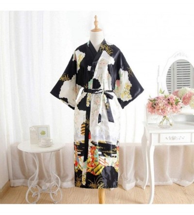 Robes Mix Color Summer Women's Kimono Long Robe Bathrobe Nightwear Female Faux Silk Bath Gown One Size Comfortable Very Beaut...