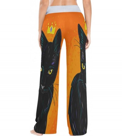 Bottoms Womens Pajama Lounge Pants Cute Black Cat with Crown Orange Wide Leg Casual Palazzo Pj Sleep Pants Girls Amazing 1 - ...