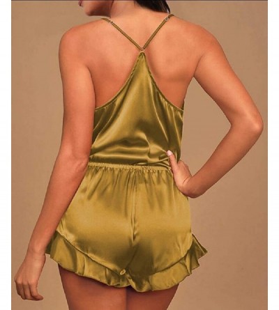 Sets Women's Sexy Pajamas Sleepwear Camisole + Shorts Pjs Nightwears - Yellow - CM190SKUC29 $23.87