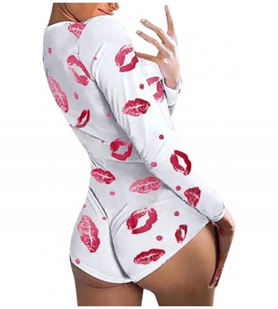 Sets Long Sleeves Pajamas Romper - Strawberry/Star Printed Jumpsuits Short Bodycon Playsuits Loungewear - Red - C619D86HXSS $...