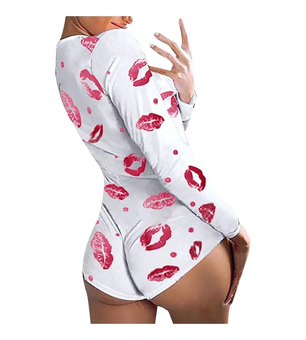 Sets Long Sleeves Pajamas Romper - Strawberry/Star Printed Jumpsuits Short Bodycon Playsuits Loungewear - Red - C619D86HXSS $...