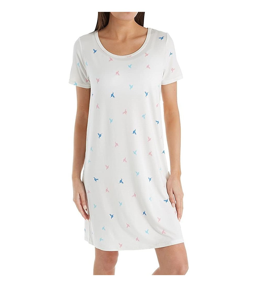 Nightgowns & Sleepshirts Women's Before Bed Collection 36" Sleepshirt - Short Sleeve Nighty - Hummingbirds - CP18DQGZ9SY $33.36