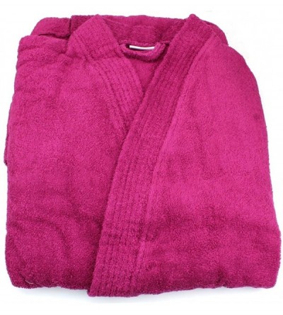 Robes Women's Cotton Terry Cloth Long Sleeve Bathrobe - Soft Short Length Robe - Berry - CX18687HH9X $32.16