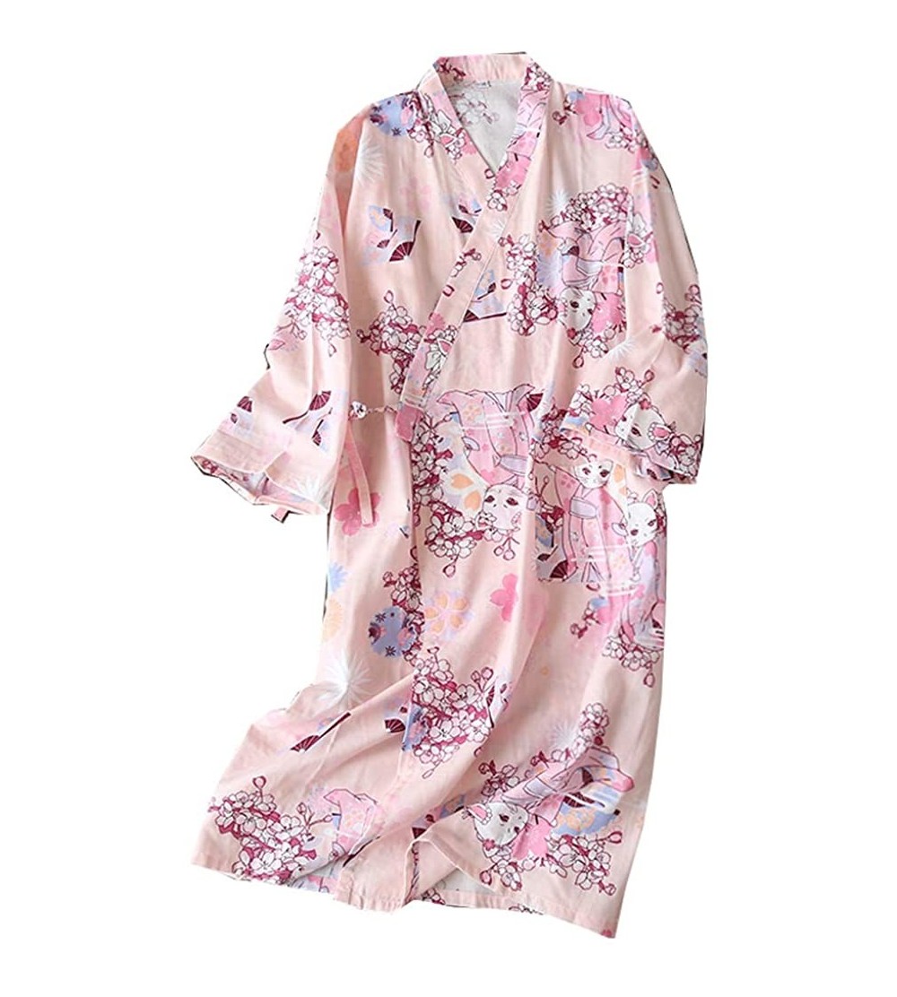 Nightgowns & Sleepshirts Japanese Women's Robe Cotton Dressing Gown Kimono Pajamas Nightgown[Size L] - Blue876 - CH18GE7W6WE ...